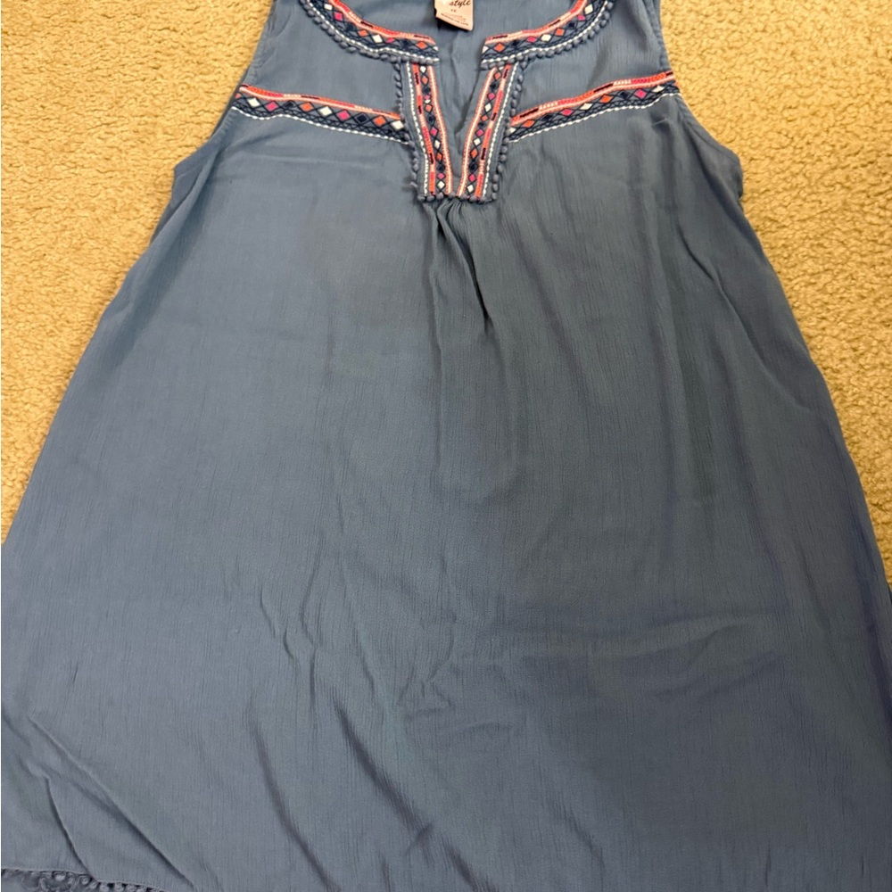 Blue Embroidered Women's Tank Top